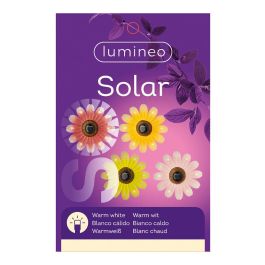Lumineo Figura luz solar metálica con forma de flor Ø14x4cm, 6 LEDs, colores surtidos