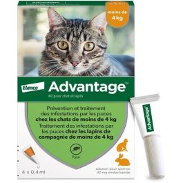 VENTAJA 40 - 4 pipetas antiparasitarias - Para gatos y conejos de menos de 4 kg