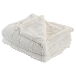 DKD Home Decor Manta Suave de Poliéster Efecto Piel de Conejo Urban Crudo 170x130 cm 630gsm para Sofá (2 Unidades)