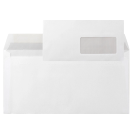 Liderpapel System Open Sobre Blanco DIN Americano con Ventana Derecha Tira Silicona 110x220mm Caja 500 Unidades