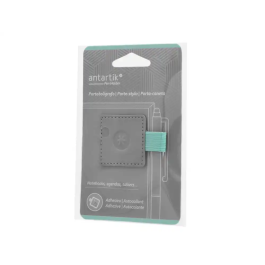 Antartik Portabolígrafo Autoadhesivo para Cuaderno, Agenda y Tablet hasta 15mm Grosor, Gris y Turquesa