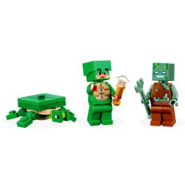 LEGO 21254 Minecraft Turtle Beach House, Juguete con Accesorios, Minifiguras de Personajes de Videojuegos