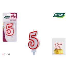 Vela Blanca con Borde Rojo 7 cm N.5 Algon (36 Unidades) Precio: 7.79000057. SKU: B1ATRZDPJP