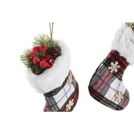 DKD Home Decor Decoración Colgante Navidad Tradicional Poliéster Colores Surtidos Rojo, Verde, Blanco 3 x 23 x 10 cm (12 Unidades)