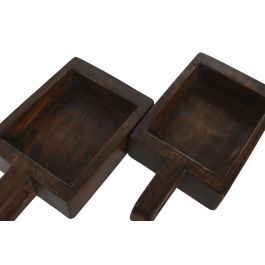 DKD Home Decor Bandeja Decoracion Unique/Antique Teca Natural 18 x 7 x 36 cm (2 Unidades)