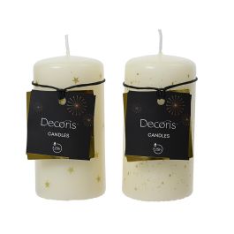 Decoris Vela de cera blanca, 2 modelos, Ø5x10cm, duración 25h