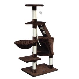 Gloria Sinu Árbol rascador para gatos Marrón 55x40x120 cm con cueva, múltiples alturas y postes de sisal, ideal para varios gatos
