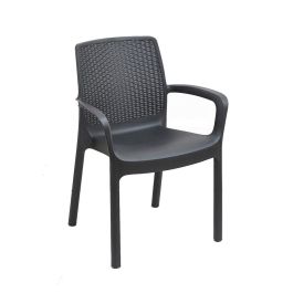 Ipae Progarden Silla Regina, Butaca Apilable Imitación Rattan, Color Antracita, Polipropileno, 61x54x82cm Precio: 33.4999995. SKU: S7901724