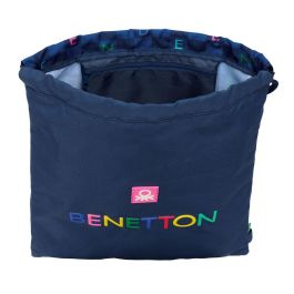 Bolsa Mochila con Cuerdas Benetton Damero Azul marino 35 x 40 x 1 cm