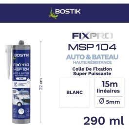 Bostik Sellador y Adhesivo Fixpro MSP 104 para Automoción y Náutica - Blanco - Resistente a Intemperie y Agua de Mar - 290 ml