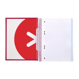 Cuaderno Espiral A5 Micro Antartik Tapa Forrada120H 90 gr Cuadro 5 mm 5 Bandas6 Taladros Color Frambuesa