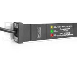 Digitus Regleta de enchufes 7 tomas de tierra, perfil de aluminio, cable de 2m, tipo F, protección sobrevoltaje