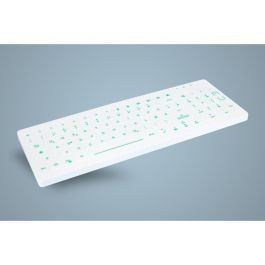 Cherry AK-CB7012 Teclado Médico Compacto Alámbrico USB Retroiluminado Blanco IP68 Resistente al Agua y Polvo Teclas Tijera