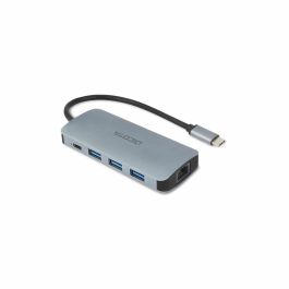 DICOTA D32062 USB-C Multi Hub 8 en 1 con HDMI, RJ-45, 4xUSB, Lector SD/MicroSD, 4K y PD 100W Plata
