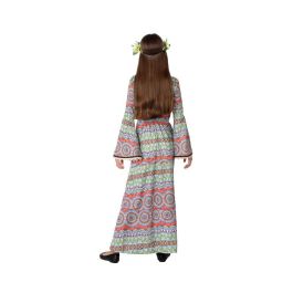 Disfraz Hippie Niña Infantil 5-6 Años Vestido Multicolor Estampado Psicodélico de Poliéster para Carnaval y Fiestas Escolares
