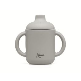 KioKids Taza de Aprendizaje Silicona con Asas y Boquilla para Bebés +4 Meses Gris 120 mL - Apta Microondas Lavavajillas