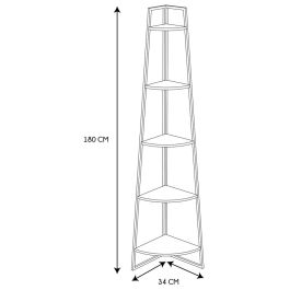 Home Deco Factory Estantería Esquina 5 Baldas Blanca Essentiel - Metal y Madera 34x34x180 cm