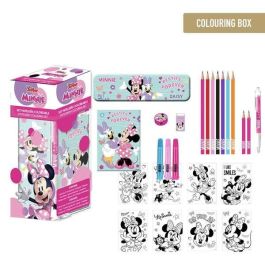 Cerdá Set de Papelería para Colorear y Dibujar de Minnie Rosa para Niños y Niñas +3 Años, Incluye Artículos Esenciales, 8x24x8 cm
