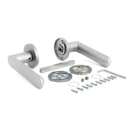 Jandel Modelo Shape 1320 Ø50 Juego de Manivelas con Roseta de Aluminio Acabado Cromo Satinado, Perfil Ultrafino 5mm