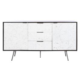 DKD Home Decor Buffet Moderno Marrón Oscuro y Blanco de Madera de Mango 150x43x80 cm con 3 Cajones, 2 Puertas y 2 Estanterías Desmontable