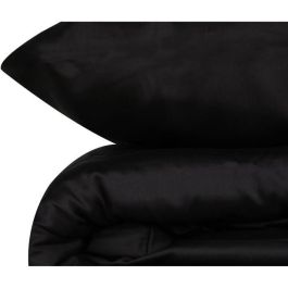 MEN8681875218435 Juego de cama Negro 100% Algodón Satén - Funda nórdica 220x240 cm y 2 fundas almohada 60x60 cm
