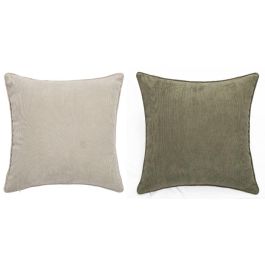 DKD Home Decor Funda Cojín Navidad Alpina de Poliéster Verde y Beige 45x45 cm, Juego de 4 Unidades Surtidas con Cremallera
