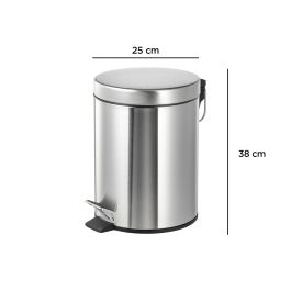 Q-connect Papelera Metal con Pedal Cromada Capacidad 12 Litros 25x38cm