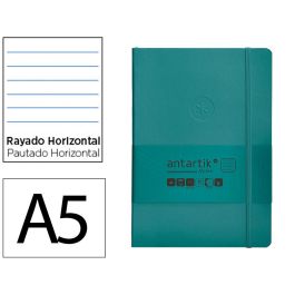 Cuaderno Con Gomilla Antartik Notes Tapa Blanda A5 Hojas Rayas Verde Aguamarina 80 Hojas 80 gr Fsc