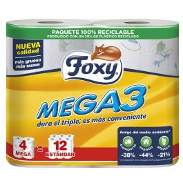 Foxy MEGA3 Papel Higiénico Triple Duración, Doble Capa, Suave para Cuidado Diario Familiar, Rinde 3X Más, 4 Rollos Precio: 3.58999982. SKU: S05108801