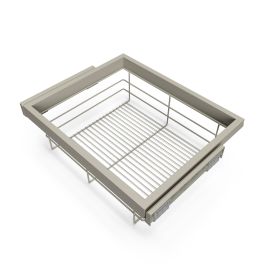 Emuca Kit de cesta de alambre y bastidor de guías con cierre suave para armario, regulable, módulo 600mm, Gris piedra