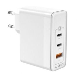 Aisens Cargador GaN 100W con 2 USB-C PD3.0 QC4.0 QC5.0 y 1 USB-A QC3.0, Blanco