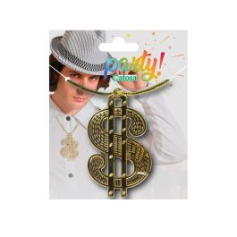 Collar Dorado Triple Símbolo de Dólar Estilo Hip Hop Ostentoso para Eventos Temáticos