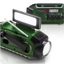 Camry Radio de Emergencia CR1919 Solar/Dinamo/USB 4000 mAh, Linterna LED 3W, Power Bank, Verde