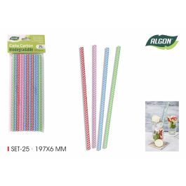 Set de 25 pajitas de cartón rayadas 19.7x6 mm Algon (24 Unidades) Precio: 11.88999966. SKU: B1BGX9LRE4
