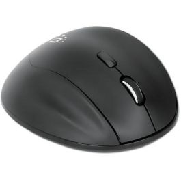 MANHATTAN Ratón Ergonómico Inalámbrico USB-A/C 190237, 6 Botones + Rueda, Óptico 1600 DPI, Negro, Mano Derecha, RF 2.4GHz