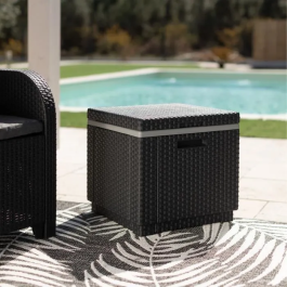 ALLIBERT Mesa de centro de resina tejida con aislamiento - Gris