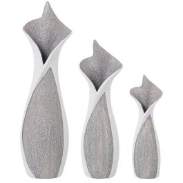 Set de 3 Jarrones Alexandra House Living Blanco Gris Cerámica 14 x 27 x 42 cm (3 Piezas)