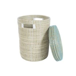 DKD Home Decor Cesta Urban Natural Blanco Seagrass 44 x 51 x 44 cm Set de 2