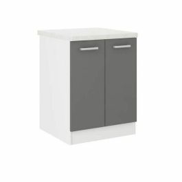 Ultra Gabinete de Cocina Base con Encimera Incluida, Gris, L 60 cm, 2 Puertas, 1 Estante, Melamina, Fabricación Europea