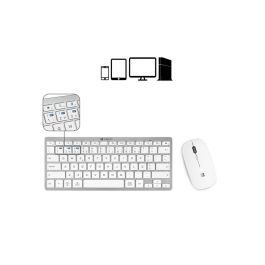 Subblim Combo Multidispositivo Compacto Silver - Teclado y Ratón Inalámbricos Bluetooth 5.2, Receptor USB 2.4G, SUBKBC-OCO015