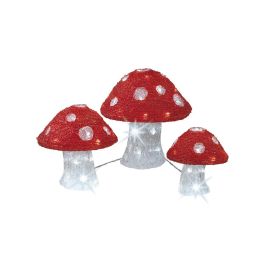Lumineo Set de 3 figuras champiñón acrílico exterior 25cm/20cm/18cm con LEDs luz fría Precio: 57.69000006. SKU: S7905321