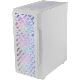 Mars Gaming MC-GEO Semitorre Blanca con panel cristal templado, 4 ventiladores FRGB Rainbow de 120mm, ATX