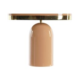 DKD Home Decor Lámpara de Sobremesa Moderna Rosa Dorado de Hierro con Plafón Metálico para Bombilla E27 21x52x37cm