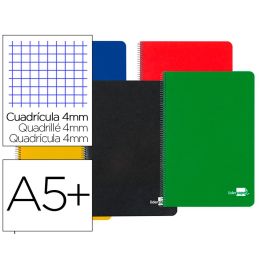 Cuaderno Espiral Liderpapel Cuarto Tapa Dura 80H 60 gr Cuadro 4 mm Con Margen Colores Surtidos 5 unidades