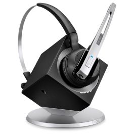 EPOS Impact DW Office ML Auriculares Inalámbricos para Oficina/Centro de Llamadas, Monoaural, Negro/Plata, Cancelación de Ruido