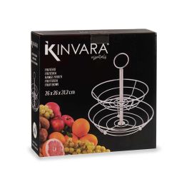 Frutero Doble Cocina Metal Cromado Kinvara 26x26x26 cm (6 Unidades) Frutero Doble Cocina Metal Cromado Kinvara 26x26x26 cm (6 Unidades)