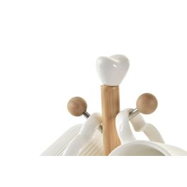 DKD Home Decor Taza Cerámica Blanco y Natural 18x18x31 cm Set de 4 Piezas (2 Unidades)