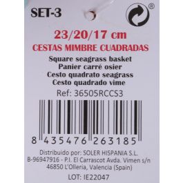 Privilege Set 3 Cestas Mimbre Cuadradas 23 cm, 20 cm, 17 cm (4 Cajas)