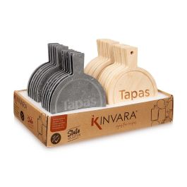 Kinvara Tabla Redonda Bambú y Pizarra Decorativa 14x1x19 cm (Set de 48)