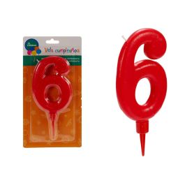 Vela Cumpleaños 6 Roja Grande Arte Regal 1.5x17x8 cm (36 Unidades) Precio: 33.59000051. SKU: B1EAD62LF7